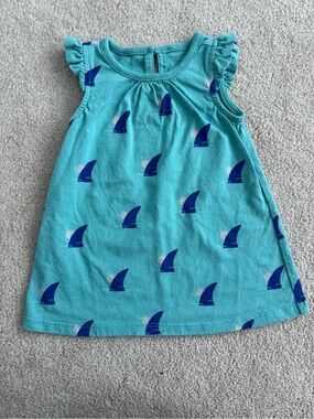 Tea collections Teal Print Ruffle Sleeve Dress- size 6-9 months